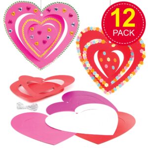 Baker Ross AT541 Heart Spiral Ornaments - Pack of 12, Creative Valentine's Day Art and Craft Supplies for Kids to Make and Decorate