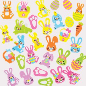 baker ross at388 bunny foam stickers - pack of 120, easter themed self-adhesives, perfect for children to decorate collages and crafts, ideal for schools, craft groups, party crafting, home, assorted