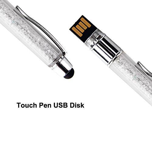 ProductsForYou 3 in 1 Crystal USB Pen with Stylus, Writing Ballpoint Pen with 8GB Hidden USB Flash Drive, Travel and Business Gift for Men and Women, Stylus Pen Compatible with iPad, Tablets, iPhone