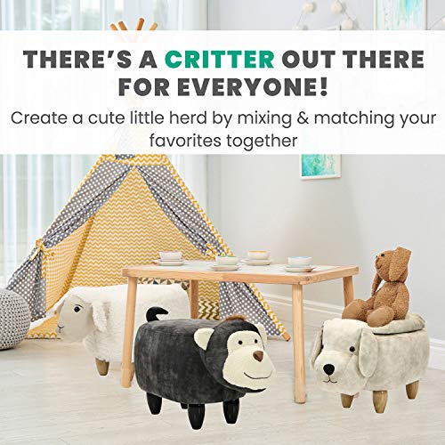 Critter Sitters 14-In. Seat Height Brown Cow Animal Shape Ottoman, Soft Kids Ottoman for Nursery, Bedroom, Playroom, and Living Room Decor, Multifunctional Cushioned Animal Footstool