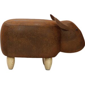 Critter Sitters 14-In. Seat Height Brown Cow Animal Shape Ottoman, Soft Kids Ottoman for Nursery, Bedroom, Playroom, and Living Room Decor, Multifunctional Cushioned Animal Footstool