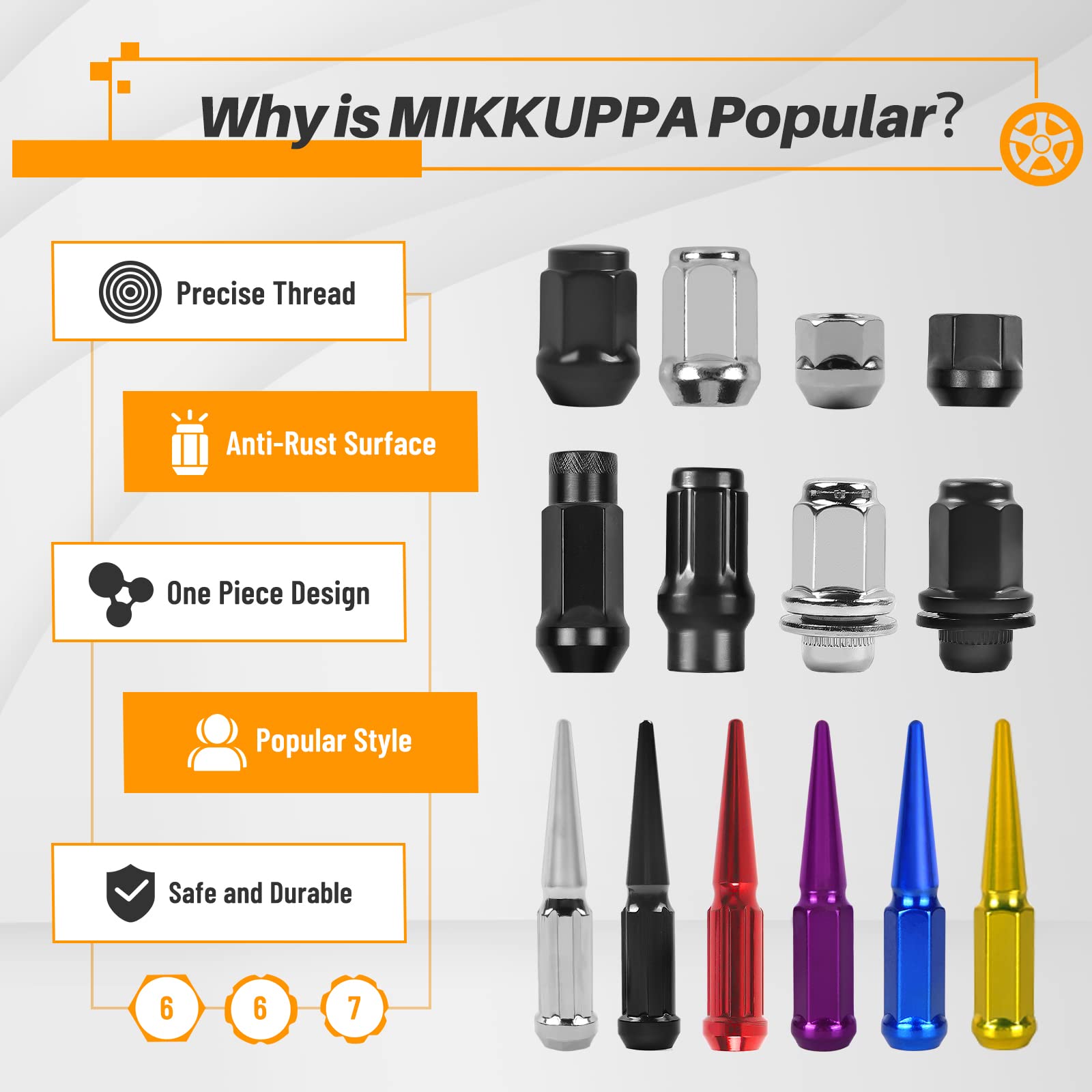 MIKKUPPA 24PCS M14x1.5 Lug Nuts - Replacement for K1500 K2500 GMC Yukon Suburban Grand Cherokee, 1.38" Tall 3/4" Hex Chrome Short Wheel Lug Nuts