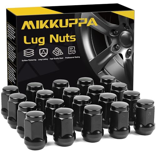 MIKKUPPA 1/2-20 Lug Nuts - Replacement for 1987-2018 Jeep Wrangler JK, 2002-2012 Jeep Liberty, 1993-2010 Jeep Grand Cherokee Aftermarket Wheel - 20pcs Black Closed End Solid Lug Nuts