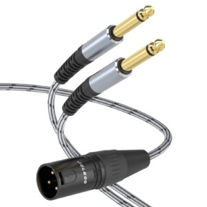jolgoo xlr male to dual 1/4" ts mono y splitter microphone cable, xlr male to dual 6.35mm ts y adapter cord, 3.3 feet