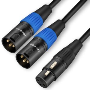 jolgoo xlr splitter cable, xlr female to dual xlr male y splitter microphone cable, female to 2 male xlr y cable, 1.6 feet