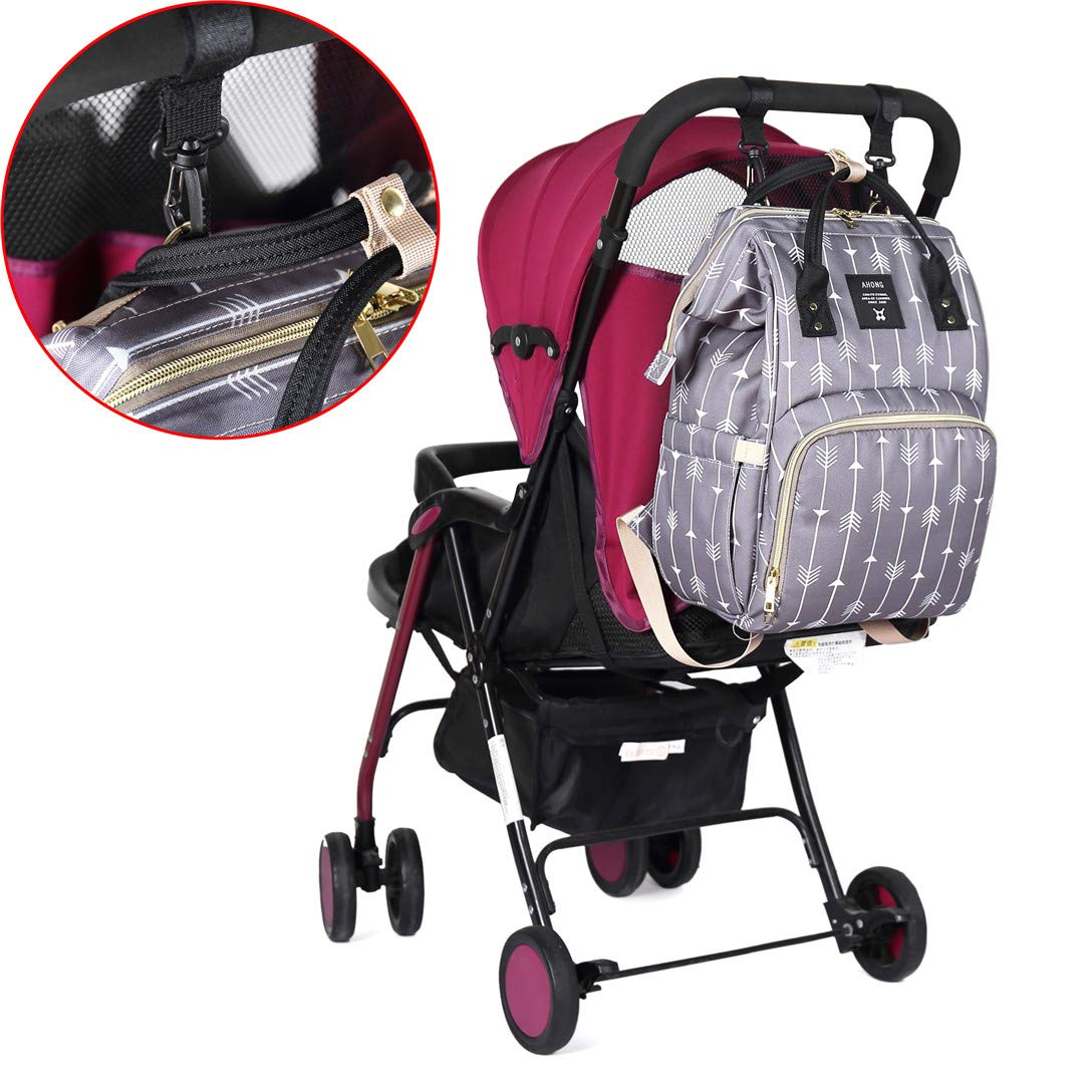 Armbq Stripe Prints Diaper Bag Backpack Multi-Function Waterproof Diaper Bag for Mom Essentials Baby Travel Diaper Backpack