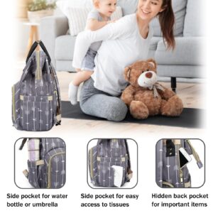 Armbq Stripe Prints Diaper Bag Backpack Multi-Function Waterproof Diaper Bag for Mom Essentials Baby Travel Diaper Backpack