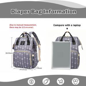 Armbq Stripe Prints Diaper Bag Backpack Multi-Function Waterproof Diaper Bag for Mom Essentials Baby Travel Diaper Backpack