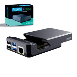 Argon NEO Case with USB Type-C Power Supply for Raspberry Pi 4 | Supports Cooling Fan, Camera, and LCD Display | GPIO and PoE Pins are Accessible