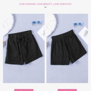 Dokotoo Womens Female Summer Vacation Casual Loose Comfy Drawstring Casual Elastic Waist Pocketed Shorts Pants Black Large