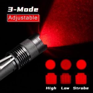 RaySoar 2 Pack Red Light Flashlight Red LDE Flashlight Red Flashlight Night Vision Flashlight for Astronomy, Night Observation and Outdoor Activities(2 PCS)