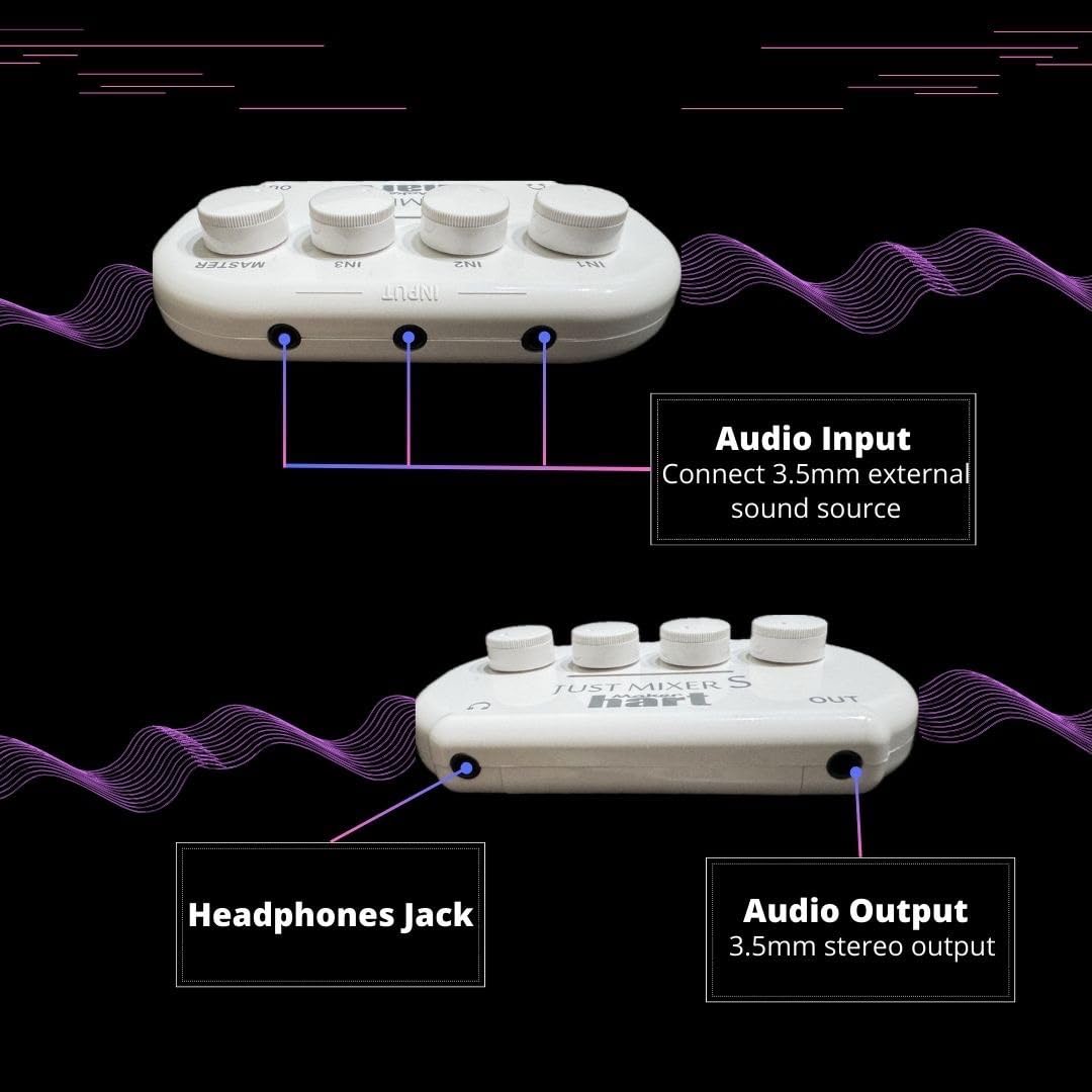 Maker hart JUST Mixer S Portable 3 Channels Stereo IN Mini Audio Mixer/2 Stereo Output/Battery/USB Power/3C Device
