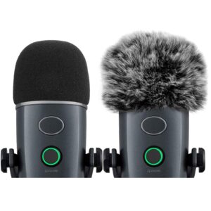 mic windscreen cover pop filter compatible with blue yeti nano,chromlives furry windscreen cover + mic foam wind cover compatible with yeti nano (furry & foam combo 2pack)