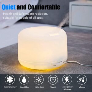 Ultrasonic Cool Mist Humidifier,Portable Small Humidifiers for Bedroom Home Office Travel Kids Baby Room,Aroma Essential Oil Diffuser 7 Color Night Light with High Low Mist Output,Timer,Auto Shut Off