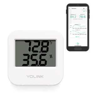 Smart Temperature Humidity Sensor Works w/Alexa IFTTT, 1/4 Mile Super Long Range Wireless Digital Hygrometer Indoor Thermometer Humidity Meter Temperature Humidity Monitor Sensor -YoLink Hub Required