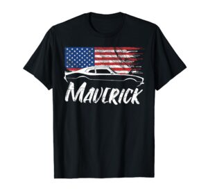 maverick 302 vintage american flag usa muscle car t-shirt