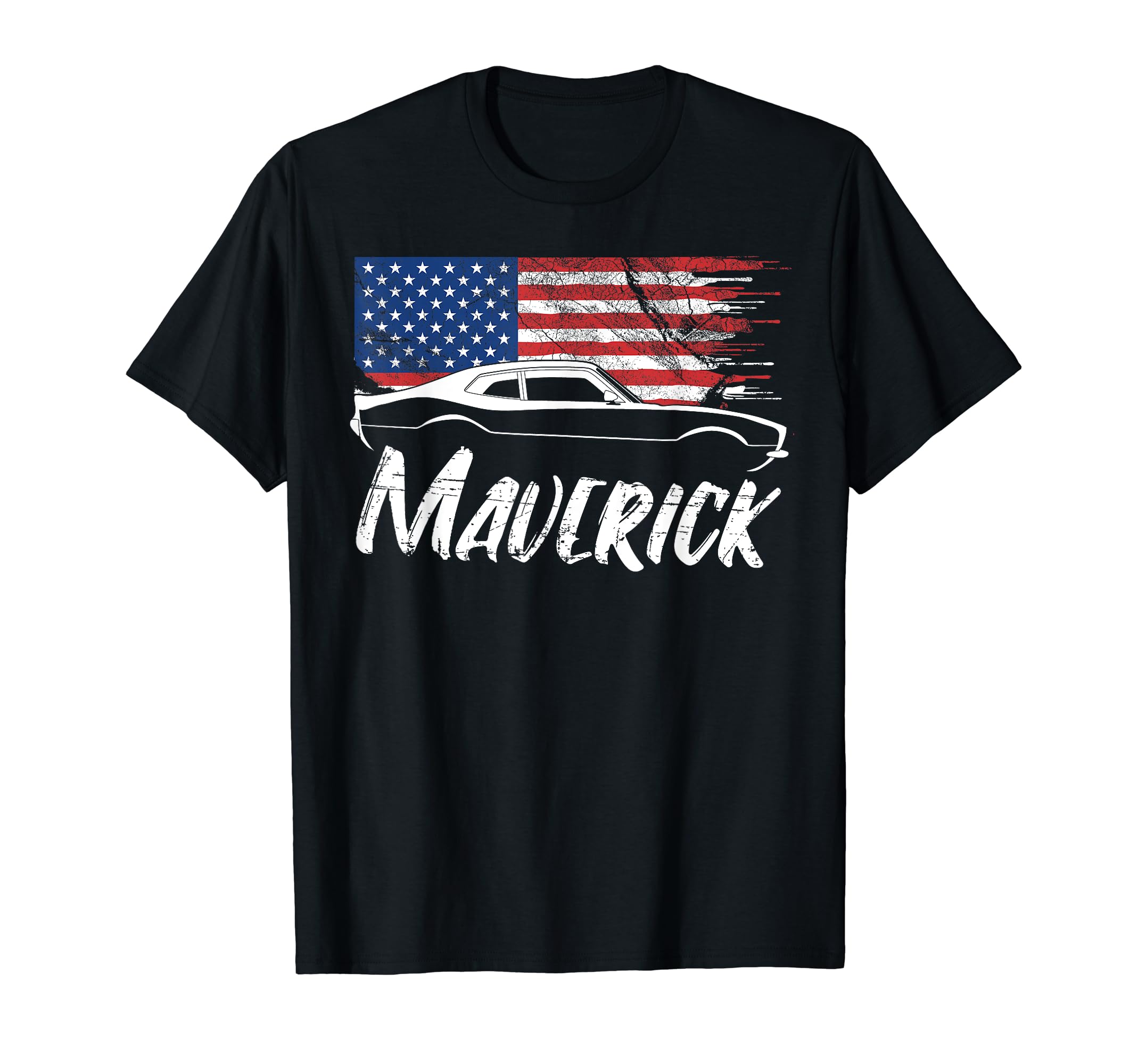 Maverick 302 Vintage American Flag USA Muscle Car T-Shirt