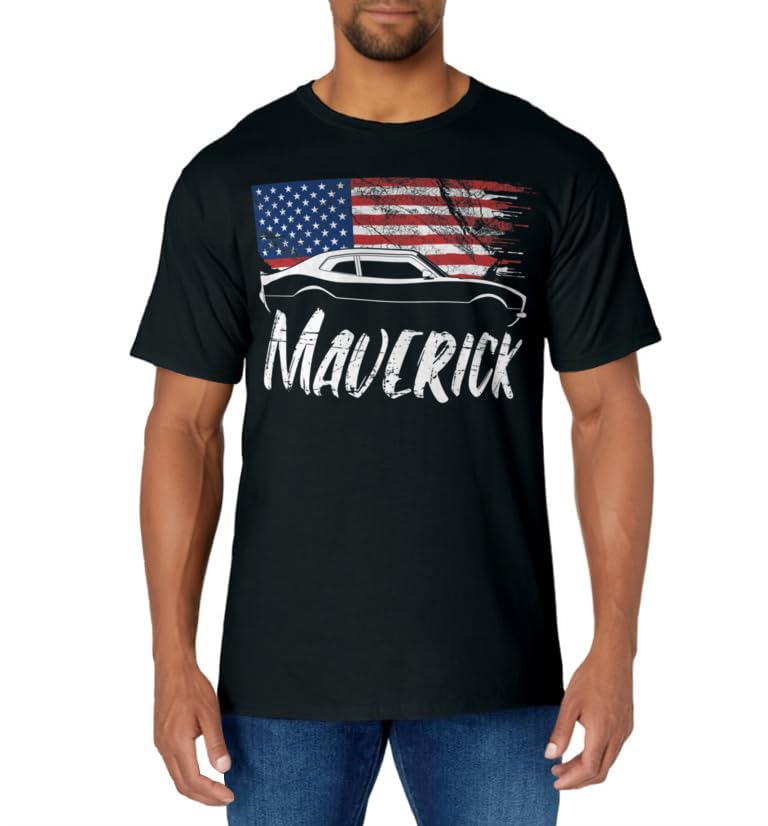 Maverick 302 Vintage American Flag USA Muscle Car T-Shirt