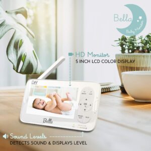 Dockwell Bella Video Baby Monitor with Camera and Audio - 5" LCD Display - HD Clear Picture Quality - Wide Angle 340 Degrees Pan 90 Degrees Tilt - 2 Way Audio - Alert Notifications - Night Vision