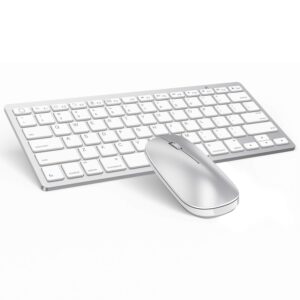 omoton bluetooth keyboard and mouse for ipad (10th/ 9th/ 8th), wireless keyboard and mouse compatible with ipad pro 12.9/11 inch,ipad air 5th/ 4th, and other bluetooth enabled devices, silver white