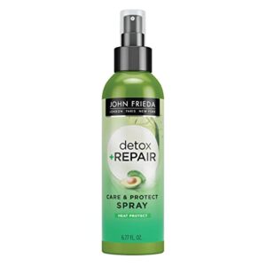 john frieda detox and repair care & protect spray, styling spray for dry and tangled hair, 6.77 ounce