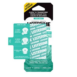 Listerine Ready! Tabs Chewable Tablets with Soft Mint Flavor, Revolutionary 4-Hour Fresh Breath Tablets to Help Fight Bad Breath On-the-Go, Sugar-Free, Alcohol-Free & Gluten-Free, 8 ct