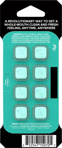 Listerine Ready! Tabs Chewable Tablets with Soft Mint Flavor, Revolutionary 4-Hour Fresh Breath Tablets to Help Fight Bad Breath On-the-Go, Sugar-Free, Alcohol-Free & Gluten-Free, 8 ct