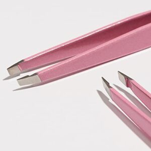 Tweezerman Exclusive Dusty Rose Slant Tweezer - Hair Removal Tweezers, Stainless Steel