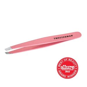 Tweezerman Exclusive Dusty Rose Slant Tweezer - Hair Removal Tweezers, Stainless Steel