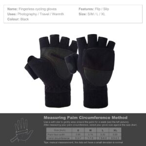 MINIDUO Outdoor Gloves Convertible Mittens Flip Fleece Fingerless Gloves [Windproof] for Men&Women Fishing, Cycling, Running in Cold Weather-L