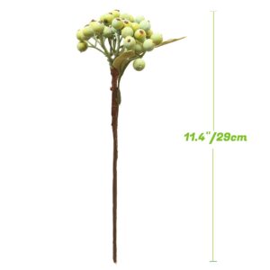 JD ARTIFICIAL PLANTS 16 Bundles of 11.4" Artificial Berry Stems Floral Sprays Berry Fruit Picks for Home Décor Office Restaurant Wedding Garden Patio Shop Window Photography Props(Green)