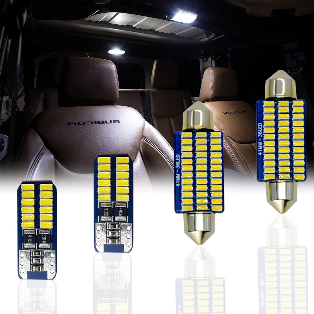 Bojer Interior LED Light Kit Compatible with 2007-2018 Jeep Wrangler JK 501 578 Dome Map Bulb Replace White Color