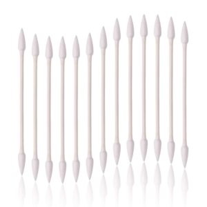 800pcs cotton swabs, double tipped cotton buds with paper stick, 4 packs of 200 pieces, pointed shape