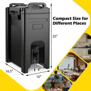 COSTWAY Insulated Beverage Dispenser, 5 Gallon Ice and Hot Drink Server with Handles for Catering, Food-grade LLDPE Material, Keep Hot Chocolate Coffee Tea Warm, Hot beverage Dispenser for Party, 2