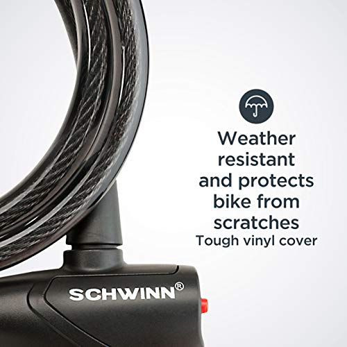 Schwinn Bike Key Lock in Braided Steel Cable, 2 Keys Included, 4 feet x 12mm Anti Theft Bicycle Lock, Security Level 3