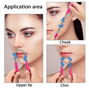 12 Pieces Facial Hair Removal Spring Eyebrow Face Epilator Threading Tool for Women Chin Cheek Mustache Upper Lip (Rose Red, Black)