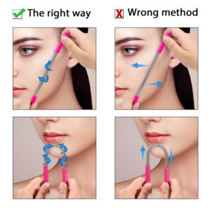 12 Pieces Facial Hair Removal Spring Eyebrow Face Epilator Threading Tool for Women Chin Cheek Mustache Upper Lip (Rose Red, Black)