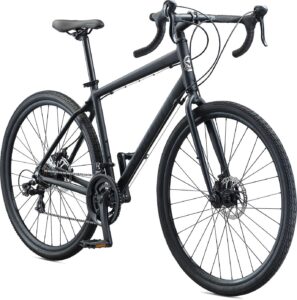 schwinn sporterra adventure adult gravel bike for men and women, 14-speeds, 700c wheels, lightweight aluminum frame, black
