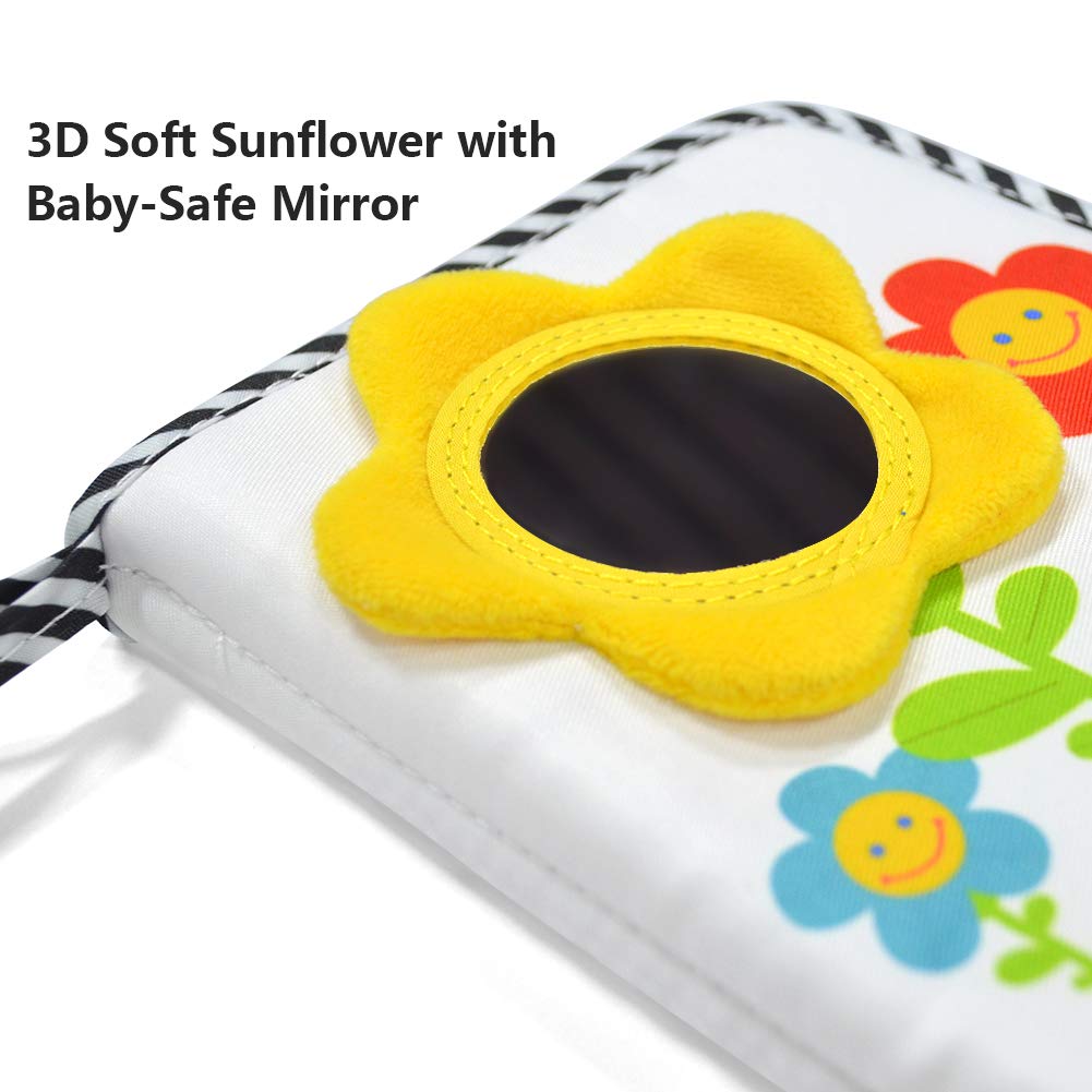 ABCKEY My Family And Friends Baby Photo Album With Sunflower Baby-safe mirror Holds 18 Photos