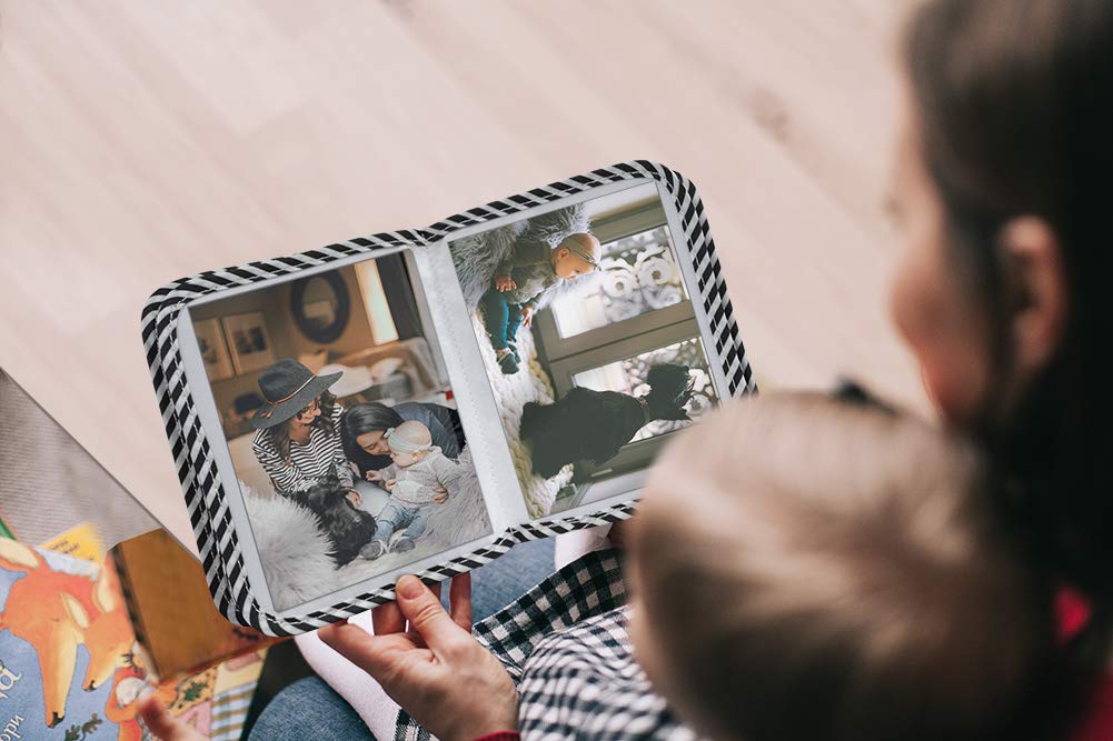 ABCKEY My Family And Friends Baby Photo Album With Sunflower Baby-safe mirror Holds 18 Photos