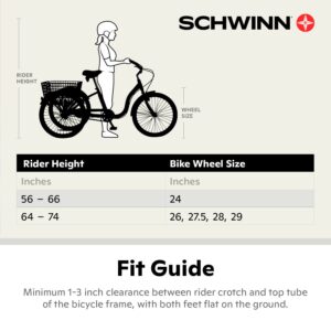 Schwinn Meridian Adult Tricycle Bike, Mens and Womens Three Wheel Beach Cruiser, 26-Inch Wheels, Low Step-Through Frame, Wide Seat, Rear Folding Basket, 1-Speed, Periwinkle