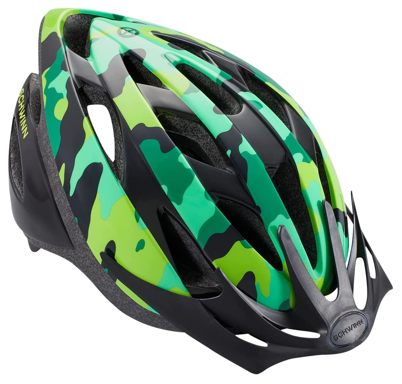 Schwinn Thrasher Kids Bike Helmet, Boys and Girls, Fits 50 - 54cm Circumference, Ages 5-8 Year Olds, Lightweight, Detachable Visor, CPSC Safety Certified, Child, Green Camo