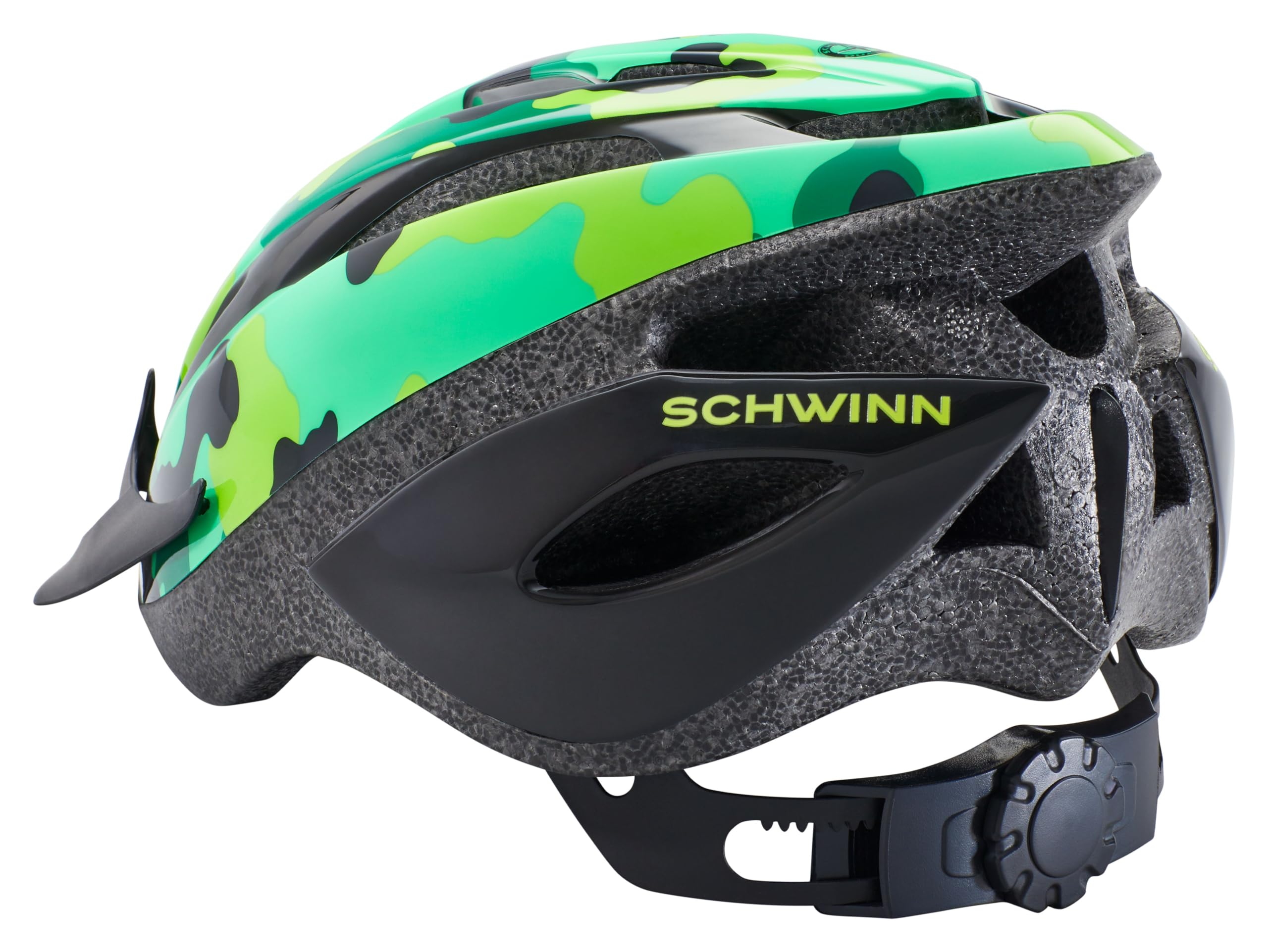 Schwinn Thrasher Kids Bike Helmet, Boys and Girls, Fits 50 - 54cm Circumference, Ages 5-8 Year Olds, Lightweight, Detachable Visor, CPSC Safety Certified, Child, Green Camo