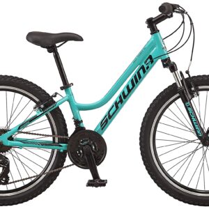 Schwinn High Timber AL Mountain Bike for Youth Boys Girls, 24-Inch Wheels, 21-Speeds, Front Suspension, Aluminum Frame and Alloy Linear Pull Brakes, Teal