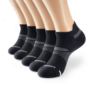monfoot women's and men's 5 pairs pickleball tennis running athletic cushion socks black small, multipack