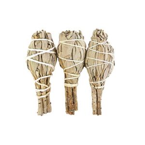 premium california white sage 4 inch smudge sticks - torch wands home cleansing, fragrance, meditation, yoga, blessing, smudging rituals, new home (3 pack)