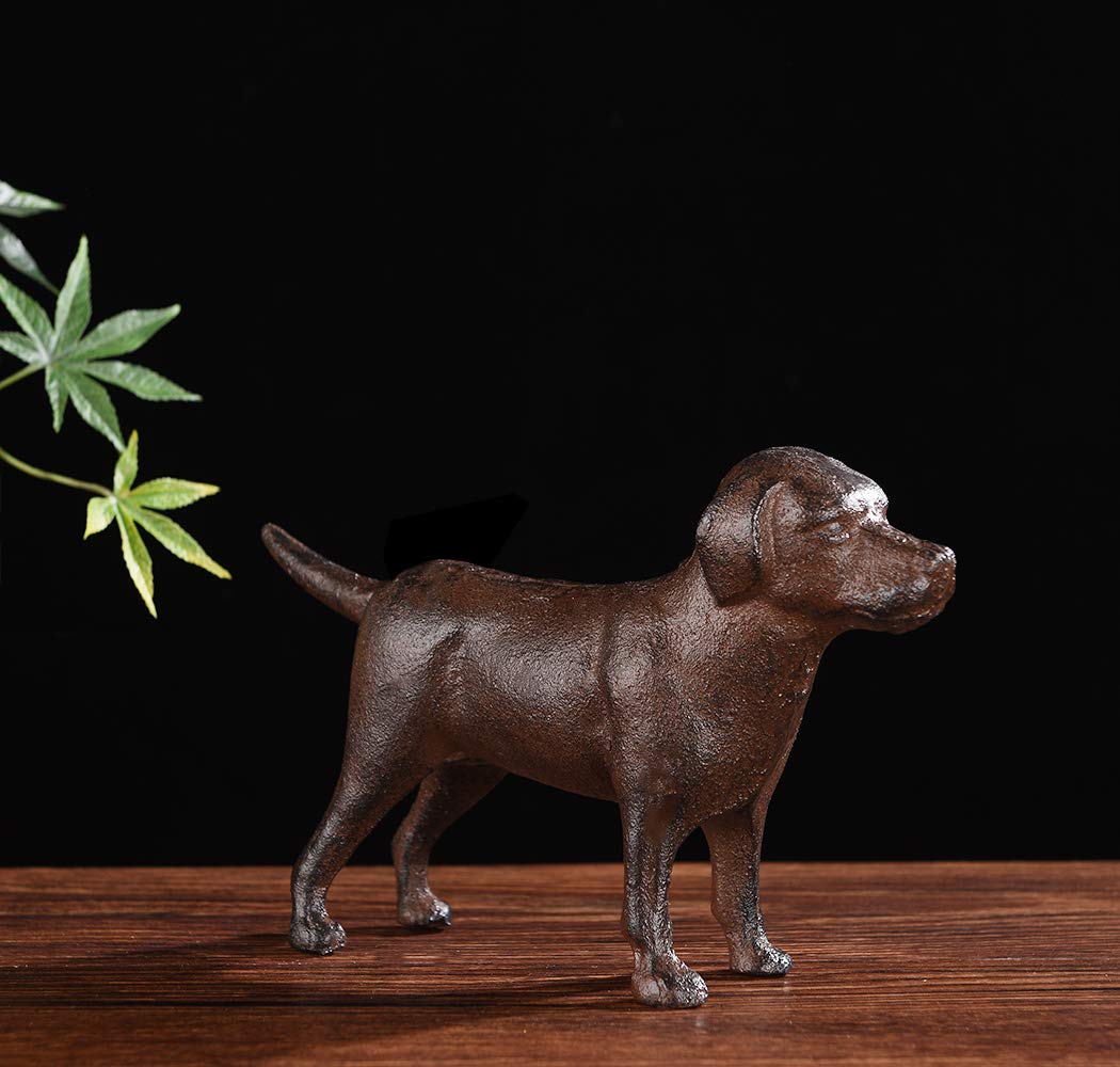 BRASSTAR Cast Iron Dog Statue Garden Home Desk Decor Cute Labrador Figurine Collectible Gifts PTWQ005