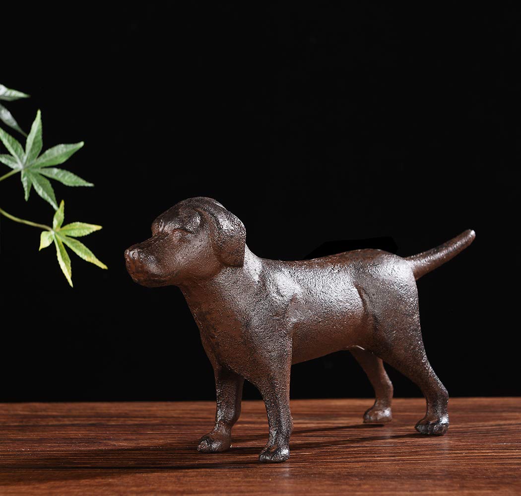 BRASSTAR Cast Iron Dog Statue Garden Home Desk Decor Cute Labrador Figurine Collectible Gifts PTWQ005