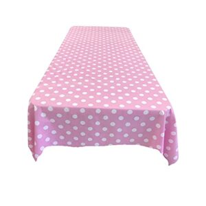 new creations fabric & foam inc, polka dot poly cotton tablecloth (white dot on pink, 58" wide x 72" long rectangular)