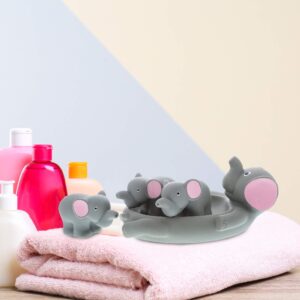 DolliBu Elephant Family Animal Bath Squirters 4 Piece Bath Toy Set, Children Bath Toys for Bathtime & Water Fun, Girls & Boys Floating Rubber Squirt Toys, Pool Toys for Kids - Gray Elephant